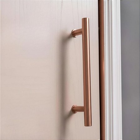 ESTOQUE - Puxador 50cm total x 30cm entre furos - Rose Gold - Tubular H - Alumínio (Não enferruja)