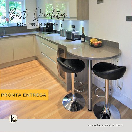 ESTOQUE - Pé de Mesa - Inox Escovado - 75cm - Diam. 6,3cm - Com regulagem - Tampo Vidro / Granito / Mármore