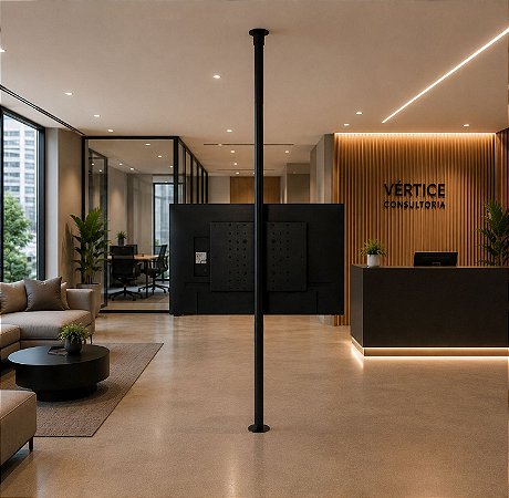 Suporte Giratório para TV Piso e Teto em Alumínio Preto – Sob Medida - Chapa Padrão - Para TV’s de 32” a 75”