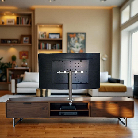 Suporte Giratório TV _ Fixação Móveis _ Altura Padrão 50cm - Aço Inox - Para TV's de 32" a 55"