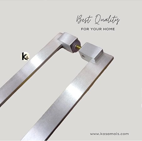 Puxador 1,23m total x 1,20m entre furos x Largura 3,2cm - Hera - Escovado - Alumínio (Não enferruja)