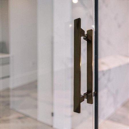 ESTOQUE - Puxador 40cm total x 30cm entre furos x Largura 3,2cm - Quadrato - Bronze 1002 - Alumínio (Não enferruja)