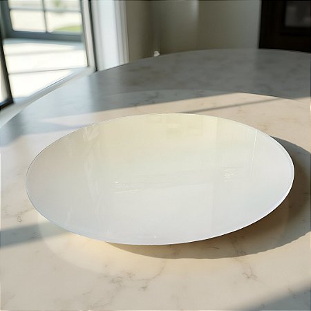 Prato Giratório Mesa - 90cm - Redondo - Vidro Temperado Branco