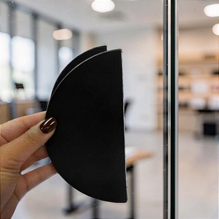 Puxador Duplo Meia Lua Semi Redondo Médio 15cm Branco / Preto