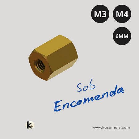 Espaçador Sextavado Latão 1/4 X 6mm Rosca M3 M4 Fêmea / Fêmea
