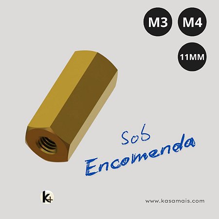 Espaçador Sextavado Latão 3/16 X 11mm Rosca M3 M4 Fêmea / Fêmea