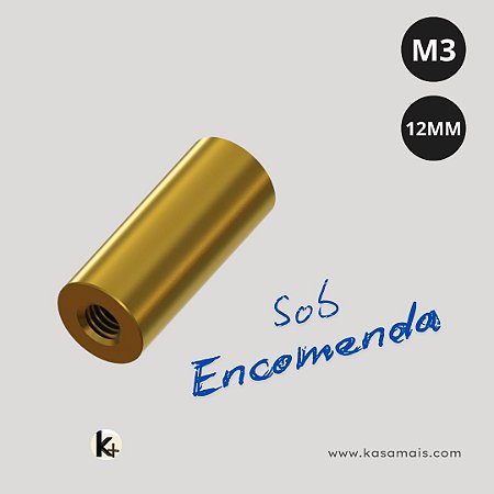 Espaçador Redondo Latão 3/16 X 12mm Rosca M3 Fêmea / Fêmea