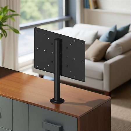 Suporte TV Fixo _ Fixação no Móvel / Mesa / Rack _ Altura 50cm _ Cor Preto ou Branco _ Para TV’s de 32” a 86” _ Modelo Não Giratório