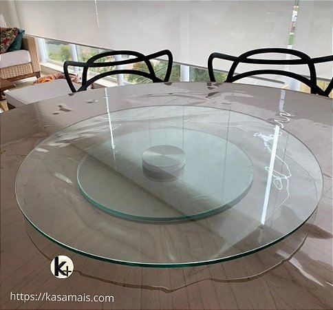 Prato Giratório Mesa - 75cm - Redondo - Vidro Temperado Incolor