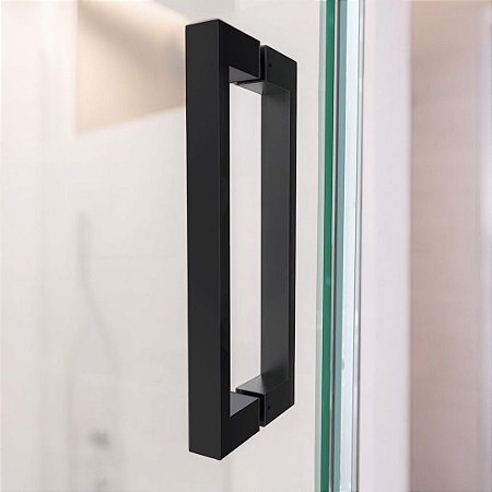 Puxador Duplo Atenas - Preto - Vários Tamanhos - Largura Barra Chata 3,2cm - Sob Encomenda