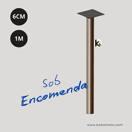 Pé de Mesa - Tampo madeira - 1m Altura - Várias Cores - Alumínio e Inox - Sob Encomenda