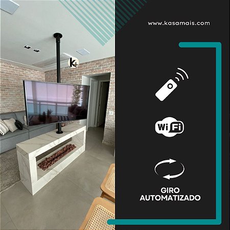 Suporte Giratório TV Automatizado _ Fixação Móvel / Piso ao Teto - Vários Tamanhos e Cores - Para TV’s de 32” a 85”