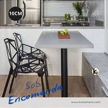 Pé de Mesa - Diam. 10cm - Preto - Vários Tamanhos - Tampo Vidro / Granito / Mármore - Sob Encomenda
