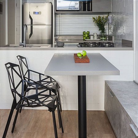 Pé de Mesa - Diam. 10cm - Preto - Vários Tamanhos - Tampo Vidro / Granito / Mármore - Sob Encomenda