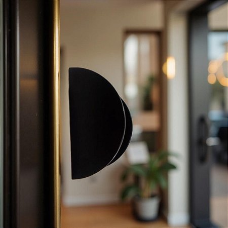 Puxador Duplo Meia Lua Semi Redondo Preto Grande 20cm