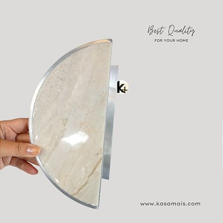 Puxador Duplo Meia Lua Semi Redondo Marmorizado Escovado Grande 20cm