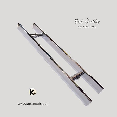 ESTOQUE - Puxador 1m total x 60cm entre furos x Largura 3,2cm - Plano - Polido - Alumínio (Não enferruja)