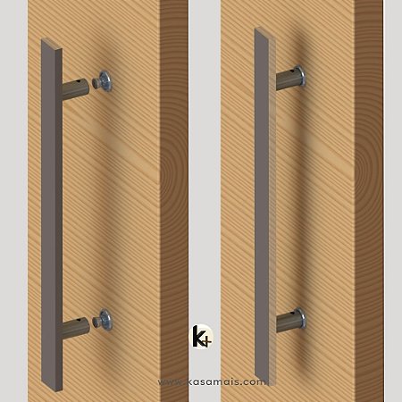 Puxador Para Porta de Madeira Plano - Um Lado - Sem Transpasse - Alumínio (Não enferruja) - Sob Encomenda