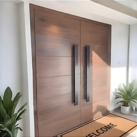 Puxador 1,20m total x 1m entre furos x Largura 7,6cm - Quadrato Premium - Preto - Alumínio (Não enferruja)