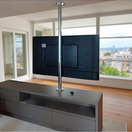 Suporte Giratório para TV Kit Completo - Fixação Móvel e Teto - Alumínio Polido - Chapa Padrão VESA Para TV’s de 32” a 75”