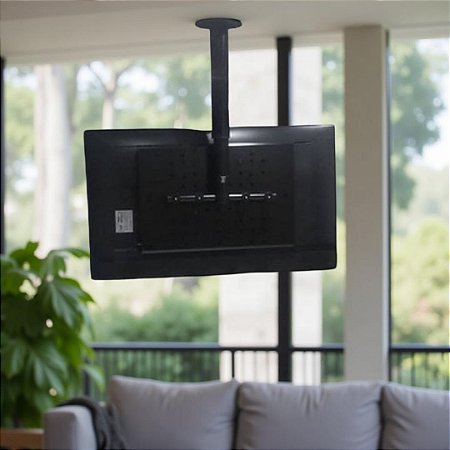 Suporte Giratório para TV – Fixação no Teto com Regulagem de Altura – Preto