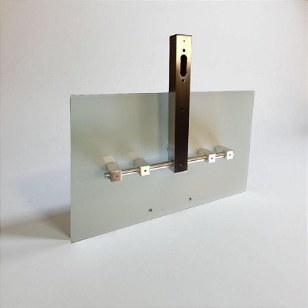 Suporte Fixo para TV com Acabamento em Vidro Temperado – Modelo com Bases Quadradas – Altura Sob Medida