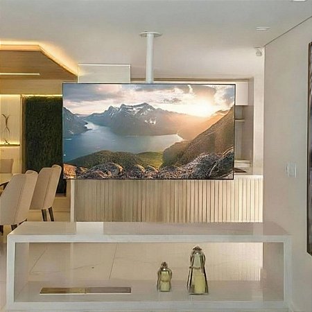 Suporte Giratório TV - Fixação Teto - Cor Branco - Altura Sob Medida - Para TV’s de 32” a 55”