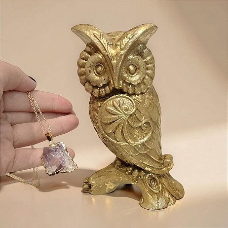 Dia das Mães Presente para Clareza Mental e Relaxamento Kit Coruja com Colar Ametista