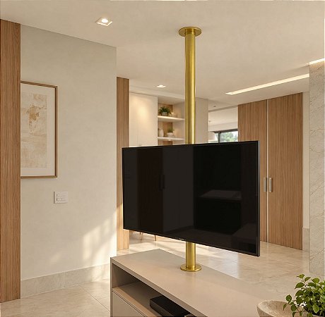 Suporte Giratório TV _ Fixação Móvel e Teto - Dourado - Para TV’s de 32” a 85”