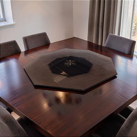 Prato Giratório Mesa Oitavado - Vidro Bronze - Vários Tamanhos