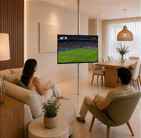 Suporte Giratório TV _ Fixação Piso e Teto - Vários Tamanhos e Cores - Para TV’s de 32” a 85”