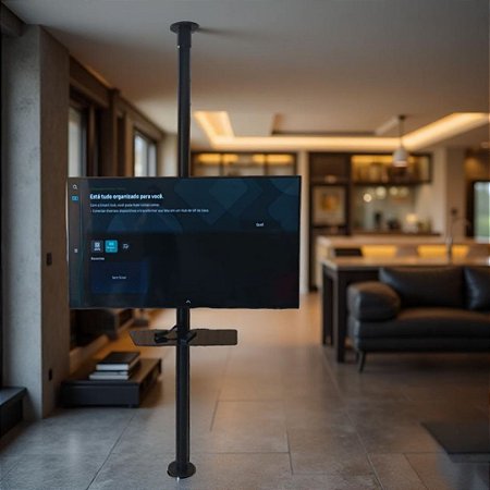 Suporte Giratório TV _ Fixação Piso e Teto _Com Prateleira_Vários Tamanhos e Cores - Para TV’s de 32” a 75”