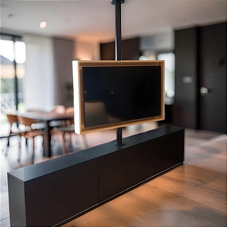 Suporte Giratório TV _ Para Caixa de Madeira _ 1 Tubo Inteiriço