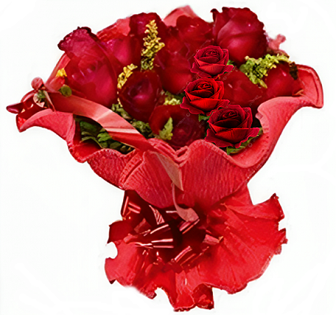 125 - Buquê 12 rosas no crepom vermelho