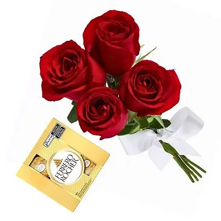 105 - Mini buquê de rosas e Ferrero