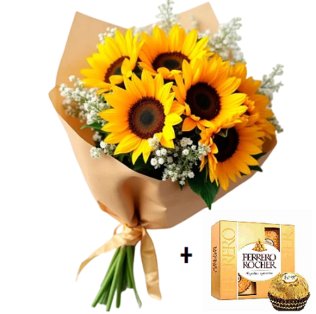 106 - Buquê de girassóis e Ferrero