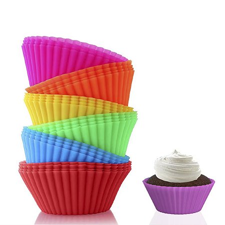 12 Mini Forma Bolo Silicone  Assadeira Cupcake Muffin -