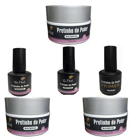 3 Gel Top Coat Base Primer Fibra Acrigel Alongamento Unhas