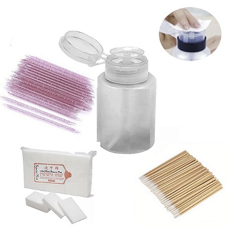 Frasco Dosador Palito Reutilizável Algodão Unha Gel Manicure
