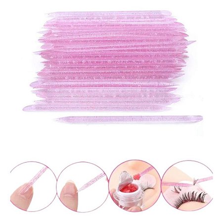 50 Palito Acrílico Unhas Nail Art Extensão Cílios 2 Pontas