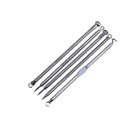 Kit 5 Cureta Extrator De Cravos Espinhas Limpeza Facial Skin