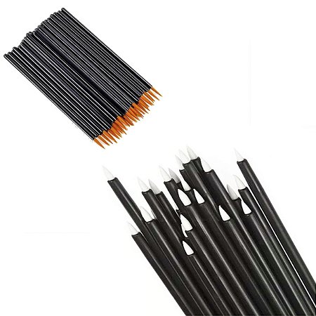50 Pinceis descartáveis Delineador liquido Ponta Fina Make