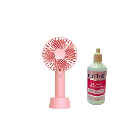 Kit Ventilador Portátil de Mão e 1 Bruma Cílios Secagem Cola