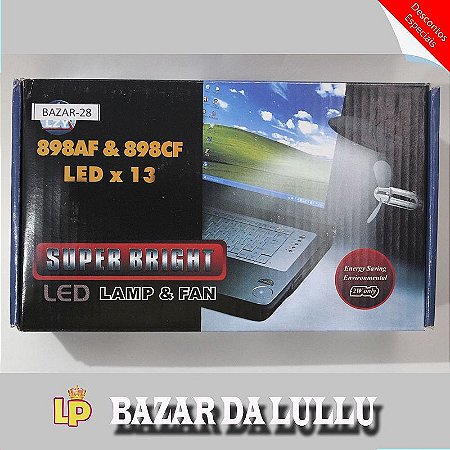 Luminária Flexível Usb 13 Led + Mini Ventilador Para PC - PRETA