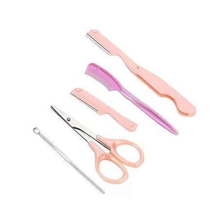 Kit 4 Em 1 Navalha Dermaplane Design Sobrancelha Tesoura