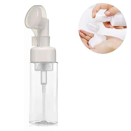 Frasco Pump Espumador Com Escova Limpeza Higienização Facial