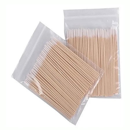 200 Palitos Algodão Limpeza Henna Micro Designer Sobrancelha