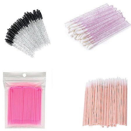 100 Palitos 100 Escovas 100 Microblush 100 Aplicador Batom