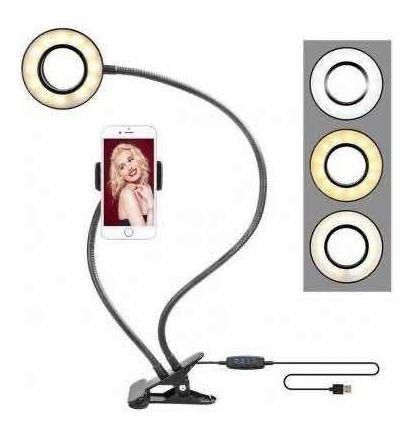 Ring Light Iluminador De Luz De Mesa Com Suporte P/ Celular
