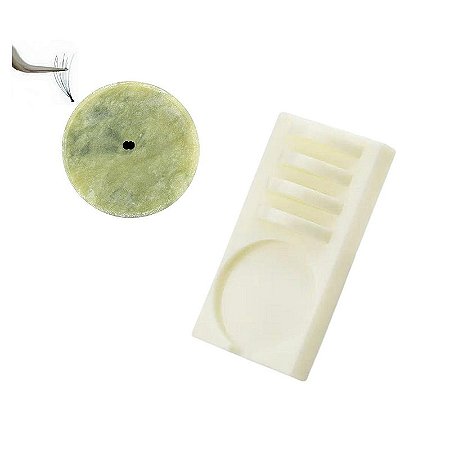 Suporte Paleta Extensão Cílios Cola + Pedra Jade Ou Cristal